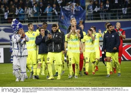 Kaa Gent celebrates - Fussball, Champions League, KAA Gent vs. FC Valencia - 04 11 2015 Photonews Panoramic 