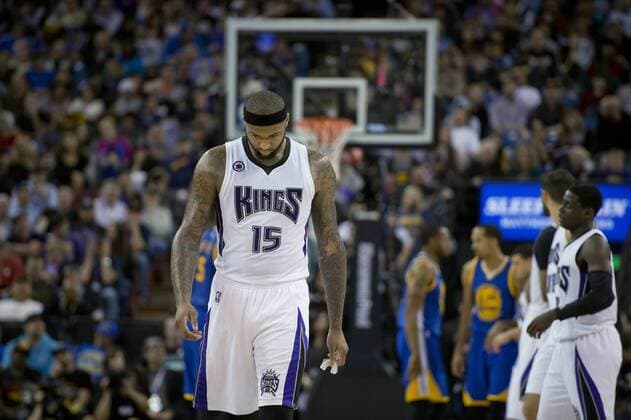 Feb. 3, 2015 - Sacramento, California, USA - Sacramento Kings center DeMarcus Cousins (15) walks back to the defensive end down by fifteen points in the fourth quarter in Tuesday nights game between the Sacramento Kings and Golden State Warriors at Sleep Train Arena, February 3, 2015 in Sacramento Sacramento California News - Feb. 3, 2015 - ZUMAs76_