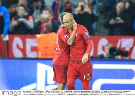 04.11.2015, Fussball Championsleague 2015 2016, Vorrunde, 4.Spieltag, FC Bayern Muenchen - FC Arsenal London, in der Allianz-Arena Muenchen. Arjen Robben (bayern) Torjubel. 