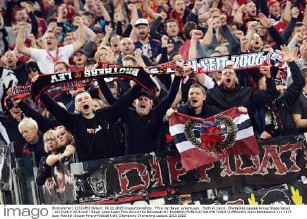 Tifosi del Bayer Leverkusen. Football Calcio Champions League Group Stage Group , 2015 2016 AS Roma - Bayer Leverkusen Foto Antonietta Baldassarre Insidefoto AntoxBaldassarre