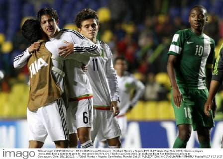 Football, Mexico v Nigeria FIFA U-17 World Cup Chile 2015. Mexico s players reacts after losing against Nigeria for the semifinals FIFA U-17 World Cup Chile 2015, at alcaldesa Ester Roa Rebolledo stadium in Concepcion, Chile. 05 11 2015. -. Fútbol, Mexico v Nigeria. Semifinales, Mundial Sub17. 