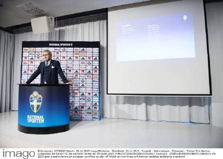 Stockholm, 06.11.2015 - Fussball - Nationalteam - Schweden - Trainer Erik Hamren präsentiert die Spieler für die nächsten Spiele der EM Quali 2015.  Copyright: LINNEAxRHEBORG BB151106LN010