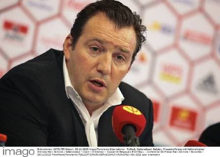 Fußball, Nationalteam Belgien, Pressekonferenz mit Nationaltrainer Wilmots Marc Wilmots ( Selectioneur - Coach - Entraineur - Equipe De Belgique ) FOOTBALL : Conference De Presse Marc Wilmots - Bruxelles - 06 11 2015 PhotoNews Panoramic 