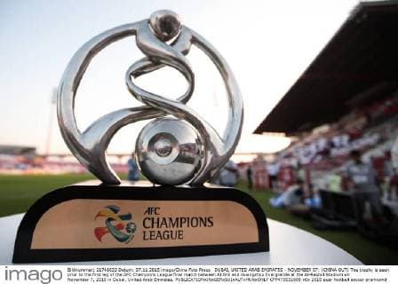 DUBAI, UNITED ARAB EMIRATES - NOVEMBER 07: (CHINA OUT) The trophy is seen prior to the first leg of the AFC Champions League final match between Al Ahli and Guangzhou Evergrande at the Al-Rashid Stadium on November 7, 2015 in Dubai, United Arab Emirates.  CFP475531689 