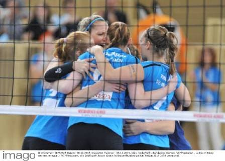 08.11.2015, xtkx, Volleyball 1.Bundesliga Damen, VC Wiesbaden - Ladies in Black Aachen, emspor .l. VC Wiesbaden,
