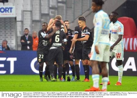 HATEM BEN ARFA (ogcn) - NAMPALYS MENDY (ogcn) - JOIE FOOTBALL, France : Oplympique Marseille vs. OGC Nice - Ligue 1 - 08 11 2015 FEP Panoramic 