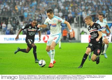 LUCAS OCAMPOS (om) - Ricardo PEREIRA (ogcn) FOOTBALL, France : Oplympique Marseille vs. OGC Nice - Ligue 1 - 08 11 2015 FEP Panoramic 