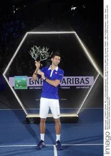 Novak Djokovic (SRB) with trophee TENNIS : BNP PARIBAS Masters - Finale - Paris - 08 11 2015 JBAutissier Panoramic 