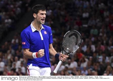 Jubel Novak Djokovic (SRB) TENNIS : BNP PARIBAS Masters - Finale - Paris - 08 11 2015 JBAutissier Panoramic 