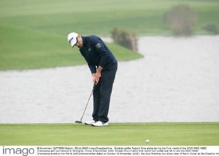 Scottish golfer Russell Knox putts during the final round of the 2015 WGC-HSBC Champions golf tournament in Shanghai, China, 8 November 2015. Russell Knox fired a final round four-under-par 68 to win the WGC-HSBC Champions event on his World Golf Championships debut on Sunday (8 November 2015), the Scot finishing two shots clear of Kevin Kisner at the Sheshan International Golf Club. The only player not to complete his third round in fading light on Saturday, Knox returned to the course early on Sunday and birdied the par-five 18th to join American Kisner at the top of the leaderboard after 54 holes. The 30-year-old then used some supreme wedge play to offset two bogeys with six birdies on his way to a 20-under 268 total to become the first Scot to win a WGC event and also the first debutant to claim victory since Jeff Maggert in 1999. Knox springs Shanghai surprise for maiden WGC win  pbu358008_50