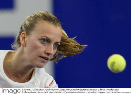 Czech tennis player Petra Kvitova trains prior to the final match of the world group Fed Cup Czech Republic vs. Russia, in Prague, Czech Republic, November 9, 2015. The Czech Republic-Russia Fed Cup match will be played on November 14th and 15th in Prague, Czech Republic. (CTKxPhoto MichalxKamaryt) CTKPhotoP201511090469601  kmt 4