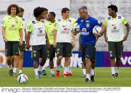 Treino da Sele??o no Corinthians SAO PAULO, Brazil - 09 11 2015: SELECTION TRAINING IN CORINTHIANS - physical activity during Trainer commands Selection of training at Corinthians held at CT Joaquim Grava. (Photo: Marco Galv?o FotoArena)  MarcoxGalv?o