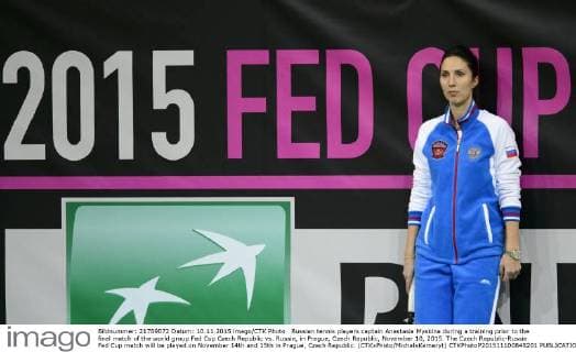 Russian tennis players captain Anastasia Myskina during a training prior to the final match of the world group Fed Cup Czech Republic vs. Russia, in Prague, Czech Republic, November 10, 2015. The Czech Republic-Russia Fed Cup match will be played on November 14th and 15th in Prague, Czech Republic. (CTKxPhoto MichalxKamaryt) CTKPhotoP201511100849201  kmt 28 K