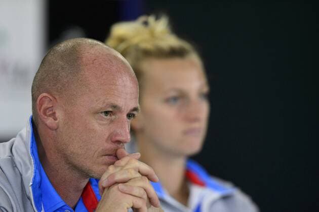 Czech s captain Petr Pala, left, and player Petra Kvitova attend a news conference prior to the final match of the world group Fed Cup Czech Republic vs. Russia, in Prague, Czech Republic, November 11, 2015. The Czech Republic-Russia Fed Cup match will be played on November 14th and 15th in Prague, Czech Republic. (CTKxPhoto MichalxKamaryt) CTKPhotoP201511110590201  kmt 1