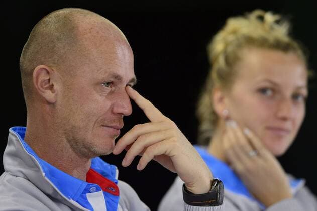 Czech s captain Petr Pala, left, and player Petra Kvitova attend a news conference prior to the final match of the world group Fed Cup Czech Republic vs. Russia, in Prague, Czech Republic, November 11, 2015. The Czech Republic-Russia Fed Cup match will be played on November 14th and 15th in Prague, Czech Republic. (CTKxPhoto MichalxKamaryt) CTKPhotoP201511110593501  kmt 2