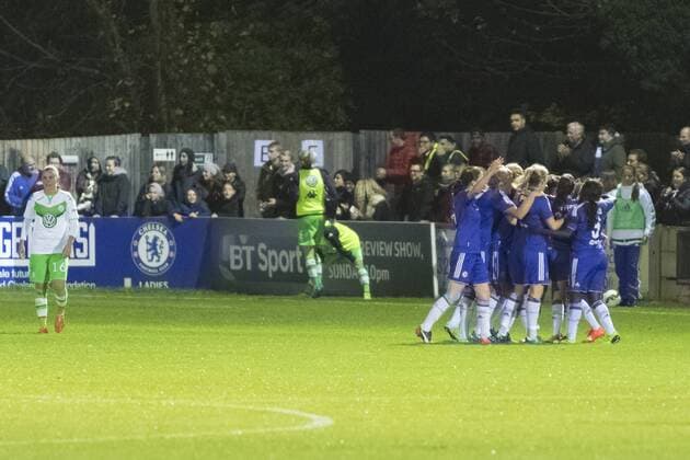 Fußball, UWCL, FC Chelsea - VfL Wolfsburg; Chelsea LFC Jubel, Torjubel, Freude, Emotion, Torerfolg, Aktion, action, goal, goal celebration, celebrates. xtgx