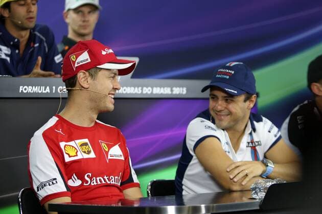 Brazilian Grand Prix, Sao Paulo 12 - 15 November 2015 12.11.2015 - press conference PK Pressekonferenz Sebastian Vettel (GER) Scuderia Ferrari SF15-T and Felipe Massa (BRA) Williams F1 Team FW37 
