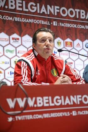 - BRUSSELS, BELGIUM: Belgium s head coach Marc Wilmots pictured during a press conference PK Pressekonferenz of the Red Devils, the Belgian national soccer team, in Brussels, Thursday 12 November 2015. The team is playing a friendly games against Italy tomorrow in preparation of Euro2016. BRUNOxFAHY  x04738753x