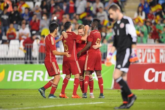 Almeria, SPAIN - November 12:Gerard Deulofeu during the match between Spain against Georgia in Juegos del Mediterraneo stadium. (Photo: Jose Breton) 