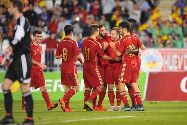 Almeria, SPAIN - November 12:Gerard Deulofeu during the match between Spain against Georgia in Juegos del Mediterraneo stadium. (Photo: Jose Breton) 