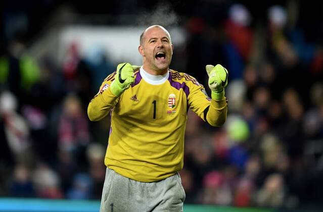 Fußball EM Quali, Nationalteam Länderspiel Norwegen - Ungarn 0-1 Gabor Kiraly , Ungarn jubel 