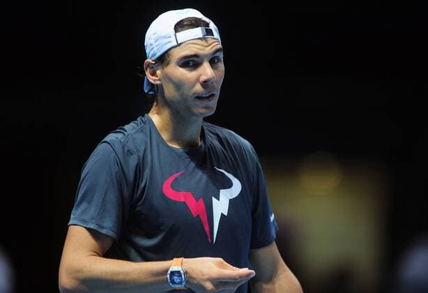 Tennis - 2015 ATP Tennis Herren World Tour Finals at The O2 - Pre-Tournament Media Day Rafael Nadal of Spain training on the main court 