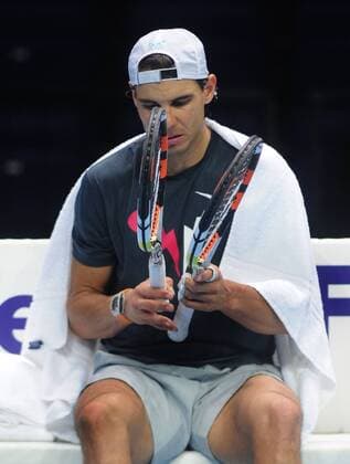 Tennis - 2015 ATP Tennis Herren World Tour Finals at The O2 - Pre-Tournament Media Day Rafael Nadal of Spain training on the main court 