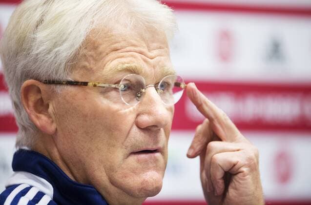 Fußball, Nationalteam Dänemark Pressekonferenz 151113 Förbundskapten Morten Olsen under Danmarks fotbollslandslags presskonferens den 13 november 2015 i Stockholm.  Copyright: JOELxMARKLUND BB151113JM070