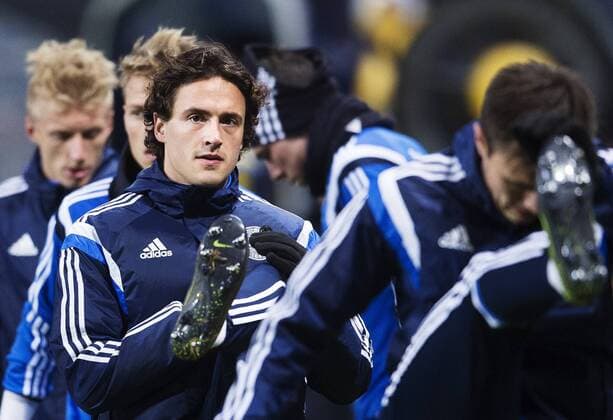 Fußball, Nationalteam Dänemark Training 151113 Thomas Delaney under Danmarks fotbollslandslags träning den 13 november 2015 i Stockholm.  Copyright: JOELxMARKLUND BB151113JM081