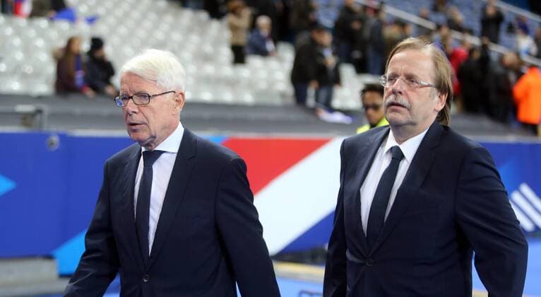 Frankreich - Deutschland DFB Frankreich, Paris, 13.11.2015, Fussball, FIFA, Länderspiel, Frankreich - Deutschland DFB: v.l. Reinhard Rauball, Dr. Rainer Koch.