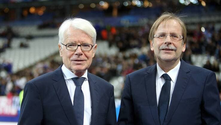 Frankreich - Deutschland DFB Frankreich, Paris, 13.11.2015, Fussball, FIFA, Länderspiel, Frankreich - Deutschland DFB: v.l. Reinhard Rauball, Dr. Rainer Koch.