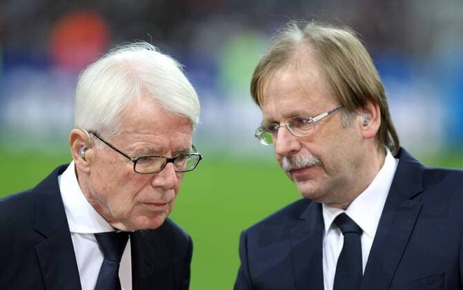 Frankreich - Deutschland DFB Frankreich, Paris, 13.11.2015, Fussball, FIFA, Länderspiel, Frankreich - Deutschland DFB: v.l. Reinhard Rauball, Dr. Rainer Koch.