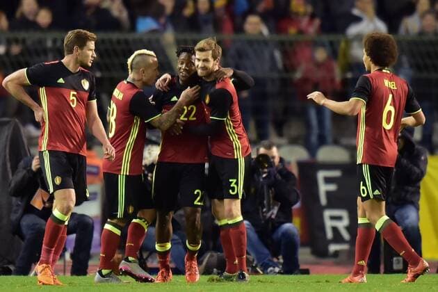 Batshuayi Michy forward of Belgium celebrates scoring a goal FOOTBALL : Belgique vs Italie - Match Amical - Bruxelles - 13 11 2015 PhotoNews Panoramic 
