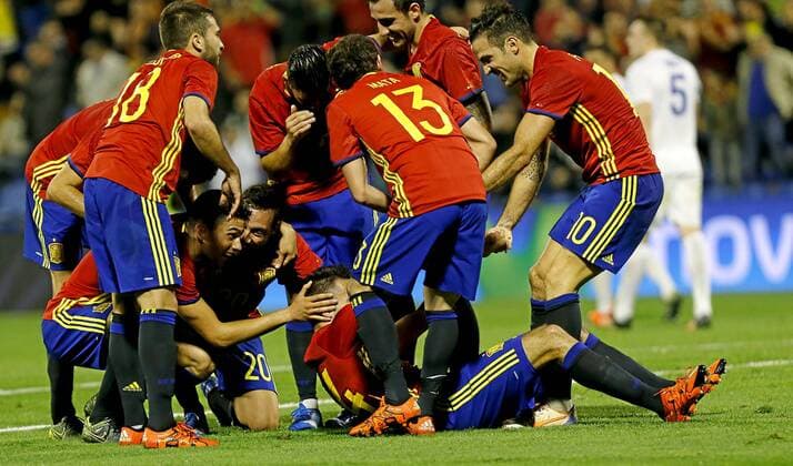 Friendly match between Spain and England. In this picture, Mario Gaspar celebrates his goal. xPABLOGARCIAx 