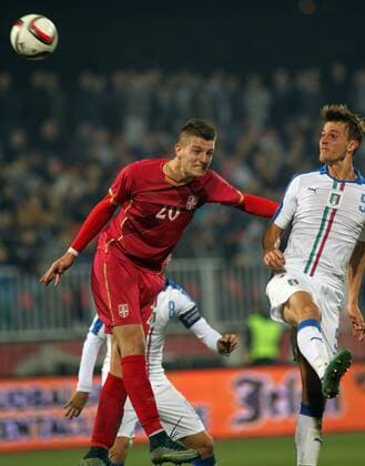 13.11.2015 Novi Sad(Serbia) Serbia-Italy U21 U 21 European qualify men s football Sergej Milinkovic-Savic(L) Serbia and Daniele Rugani(r) Italy : 