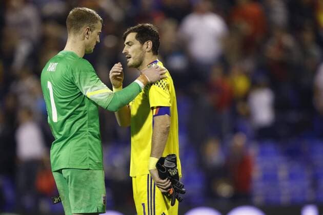 Nov. 13, 2015 - Alicante, Spain - Joe Hart of England (L) and Iker Casillas of Spain (R) during the friendly football match between Spain and England at Jose Rico Perez Stadium in Alicante, November 13, 2015. Friendly football match between Spain and England  - ZUMAn230