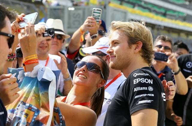 Brazil Grand Prix Formula 1 in 2015 SAO PAULO, Brazil - 11 14 2015: BIG FORMULA OF BRAZIL AWARD 1 2015 - Nico Rosberg GER, celebrates with the fans following the first in training for the Brazil Grand Prix Formula 1 in 2015, held at the Interlagos circuit. (Photo: Rodolfo Buhrer La Picture FotoArena)  RodolfoxBuhrer