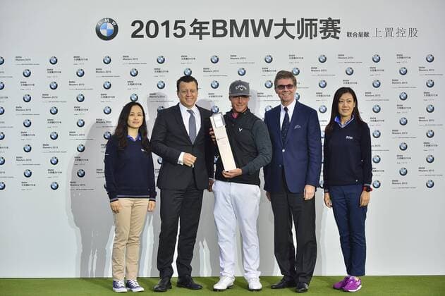 Nov. 15, 2015 - Shanghai, People s Republic of China - KRISTOFFER BROBERG of Sweden poses with the trophy after winning the BMW Masters at Lake Malaren Golf Club in Shanghai. Golf 2015 - Shanghai Masters - Day 4  - ZUMAm119