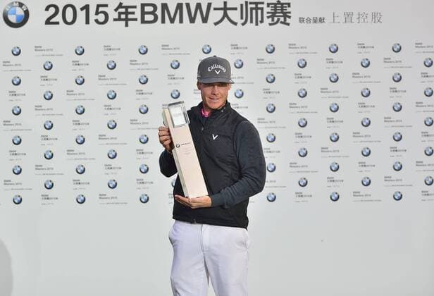 Nov. 15, 2015 - Shanghai, People s Republic of China - KRISTOFFER BROBERG of Sweden poses with the trophy after winning the BMW Masters at Lake Malaren Golf Club in Shanghai. Golf 2015 - Shanghai Masters - Day 4  - ZUMAm119