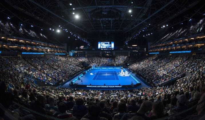 Tennis, ATP Finale, SportstÃ¤tte O2 Arena in London 15.11.2015. The O2, London, England. ATP Tennis Herren Tennis Tour Finals. Day 1. General view of the O2 Arena as play commences on day 1. xStephenxBartholomewx  ActionPlus11681657