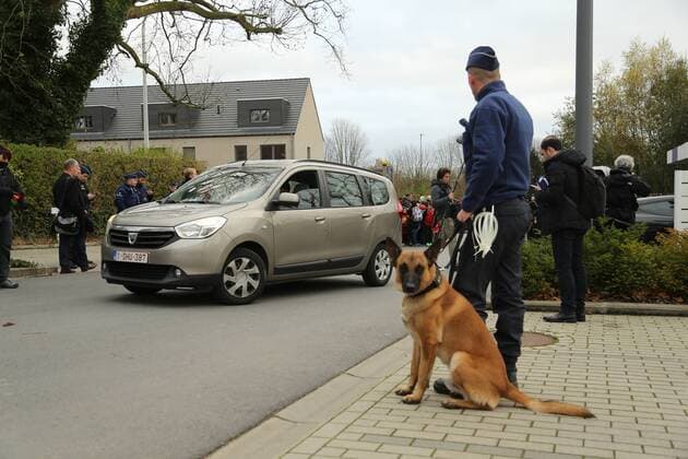 - BRUSSELS, BELGIUM: Illustration picture shows policemen checking up on visitors of a training session of the Red Devils, the Belgian national soccer team, Sunday 15 November 2015, in Brussels. Next Tuesday the team plays against Spain in preparation of Euro2016. BRUNOxFAHY  x04740842x