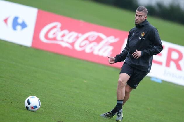 - BRUSSELS, BELGIUM: Belgium s Toby Alderweireld pictured during a training session of the Red Devils, the Belgian national soccer team, Sunday 15 November 2015, in Brussels. Next Tuesday the team plays against Spain in preparation of Euro2016. BRUNOxFAHY  x04740928x