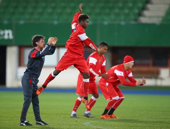 SOCCER - AUT vs SUI, friendly match, preview VIENNA,AUSTRIA,15.NOV.15 - SOCCER - OEFB international match Länderspiel Austria vs Switzerland, friendly match, preview, training team AUT. Image shows sports scientists Gerhard Zallinger and David Alaba (AUT). GEPAxpictures xChristianxOrt