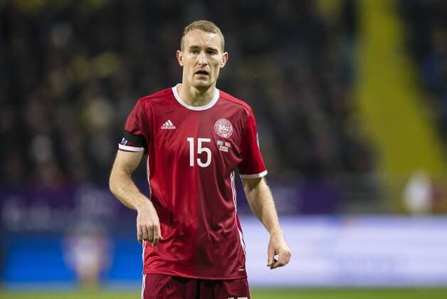 151114 Danmarks Thomas Kahlenberg under fotbollsmatchen i EM-kvalets playoff mellan Sverige och Danmark den 14 November 2015 i Stockholm.  Copyright: ANDREASxSANDSTRÖM BB151114ZE004
