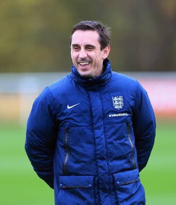 England s Gary Neville during training England Training - Tottenham Hotspur Training Ground - England - 16th November 2015 - Picture David Klein Sportimage EDITORIAL USE ONLY. No use with unauthorised audio, video, data, fixture lists, club league logos or live services. Online in-match use limited to 120 images, no video emulation. No use in betting, games or single club league player publications.