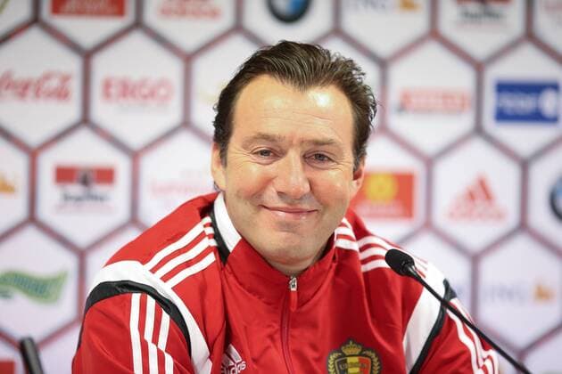 - BRUSSELS, BELGIUM: Belgium s head coach Marc Wilmots pictured during a press conference PK Pressekonferenz of the Red Devils, the Belgian national soccer team, Monday 16 November 2015, in Brussels. Tomorrow the Devils are playing Spain in preparation of the Euro2016 European Championships. BRUNOxFAHY  x04741242x