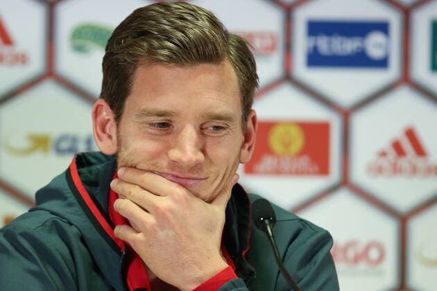 - BRUSSELS, BELGIUM: Belgium s Jan Vertonghen pictured during a press conference PK Pressekonferenz of the Red Devils, the Belgian national soccer team, Monday 16 November 2015, in Brussels. Tomorrow the Devils are playing Spain in preparation of the Euro2016 European Championships. BRUNOxFAHY  x04741241x