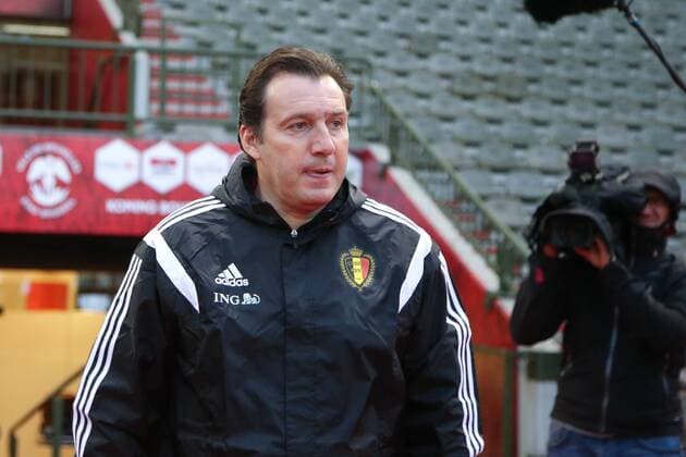 Fußball, Training Nationalteam Belgien - BRUSSELS, BELGIUM: Belgium s head coach Marc Wilmots arrives for a training session of the Red Devils, the Belgian national soccer team, Monday 16 November 2015, in Brussels. Tomorrow the Devils are playing Spain in preparation of the Euro2016 European Championships. BRUNOxFAHY  x04741297x