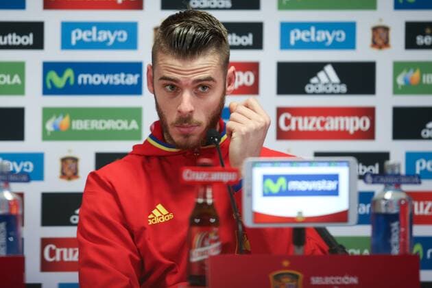 Fußball, PK Nationalteam Spanien - BRUSSELS, BELGIUM: Spain s goalkeeper David de Gea pictured during a press conference PK Pressekonferenz of the Spanish national soccer team, Monday 16 November 2015, in Brussels. Tomorrow Spain is playing the Red Devils, the Belgian national soccer team, in preparation of the Euro2016 European Championships. BRUNOxFAHY  x04741415x