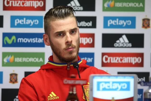 Fußball, PK Nationalteam Spanien - BRUSSELS, BELGIUM: Spain s goalkeeper David de Gea pictured during a press conference PK Pressekonferenz of the Spanish national soccer team, Monday 16 November 2015, in Brussels. Tomorrow Spain is playing the Red Devils, the Belgian national soccer team, in preparation of the Euro2016 European Championships. BRUNOxFAHY  x04741412x